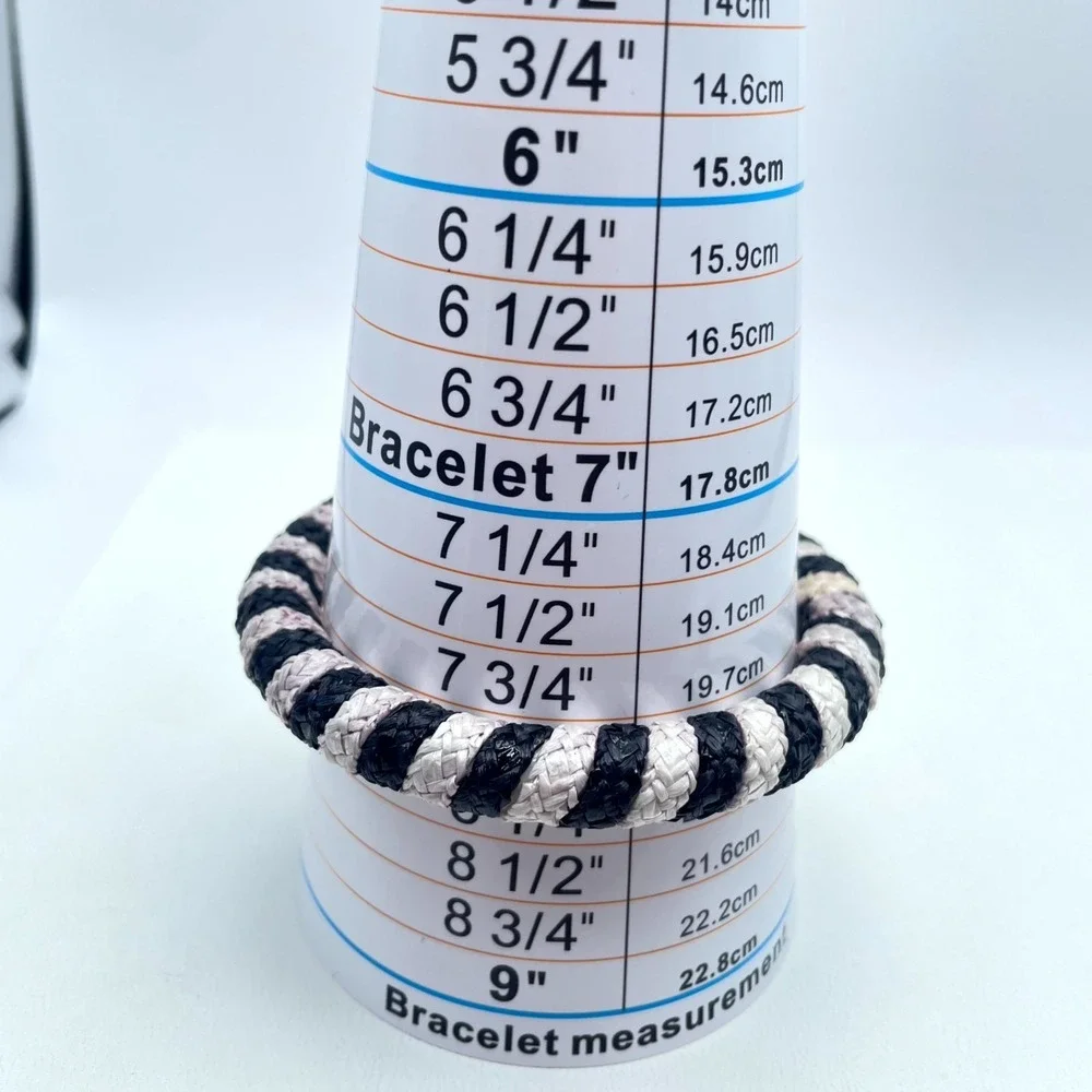 Bohemian Black White Eco-Chic Thin Woven Braided Rope-Style Bangle Bracelet - Picture 3 of 14
